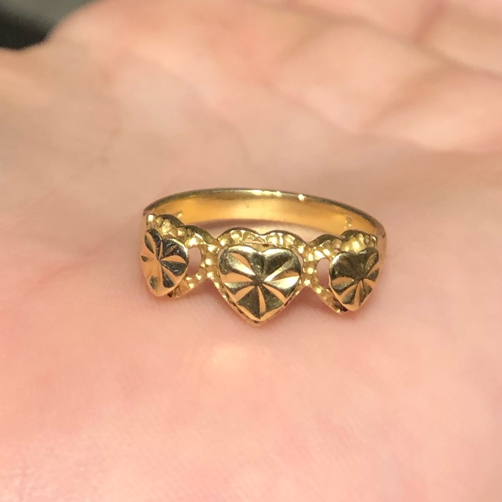 14 K Gold Triple Heart Ring